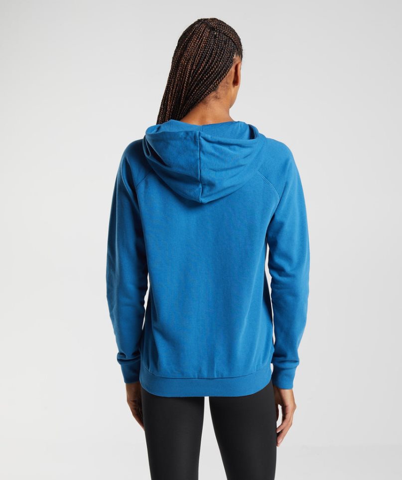 Bluzy Z Kapturem Gymshark Treningowe Zip Damskie Niebieskie | PL 039PEK